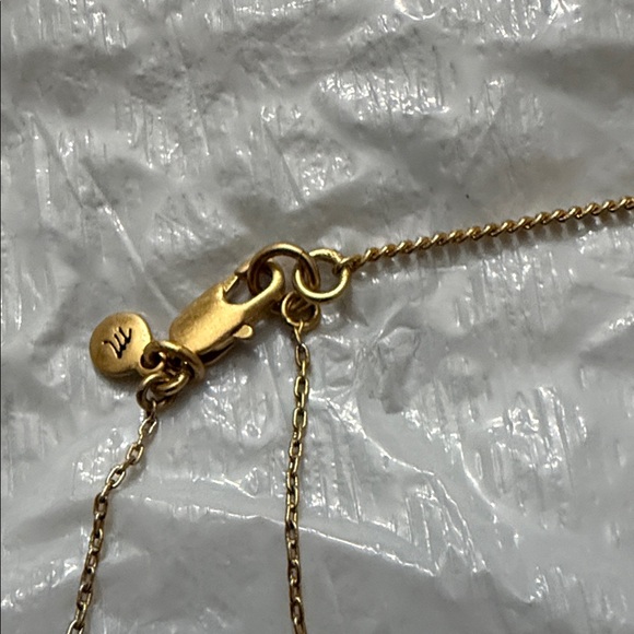 Madewell Gold Necklace with Red and Cream Pendant - Picture 3 of 3